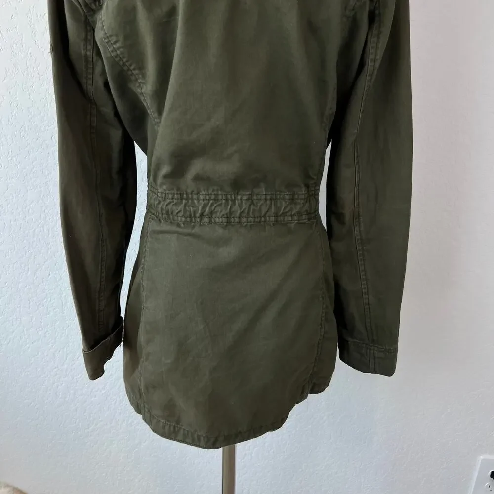 Vintage Y2K Hollister Army Jacket Hooded Bird Logo Utility Medium Bella Swan - Picture 8 of 15
